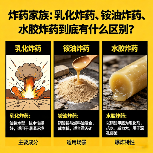 巨野炸药家族：乳化炸药、铵油炸药、水胶炸药到底有什么区别？